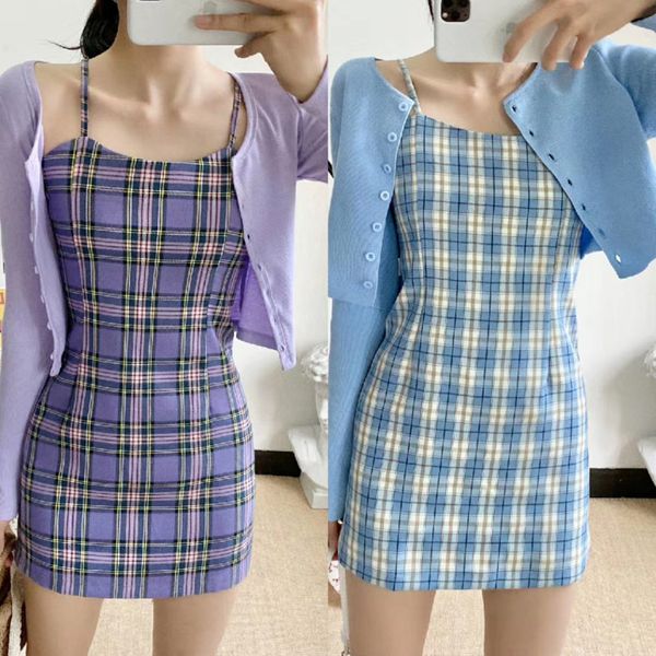 summer skirt 2020bm women's plaid slim slimming sling dress dream blue and temperament purple, Black
summer skirt 2020bm women's plaid slim slimming sling dress dream blue and temperament purple, Black