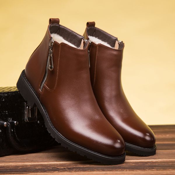 winter men's boots warm fur snow boots, pointed side zipper business men's short boots, fashion soft leather cotton shoes rtf5, Black
winter men's boots warm fur snow boots, pointed side zipper business men's short boots, fashion soft leather cotton shoes rtf5, Black