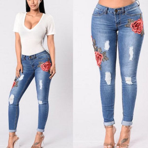 new women's jeans fashion wild embroidery stretch casual slim feet pencil pants jeans trousers, Blue
new women's jeans fashion wild embroidery stretch casual slim feet pencil pants jeans trousers, Blue