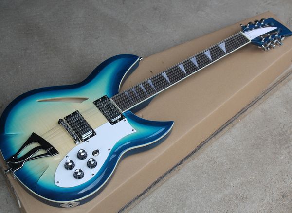 12 strings blue semi-hollow electric guitar with rosewood fingerboard,flame maple veneer,can be customized as request
12 strings blue semi-hollow electric guitar with rosewood fingerboard,flame maple veneer,can be customized as request