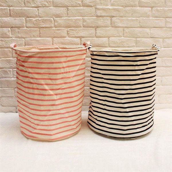 

new large laundry hamper bag cartoon stripe clothes storage baskets home clothes barrel bags kids toy storage laundry basket