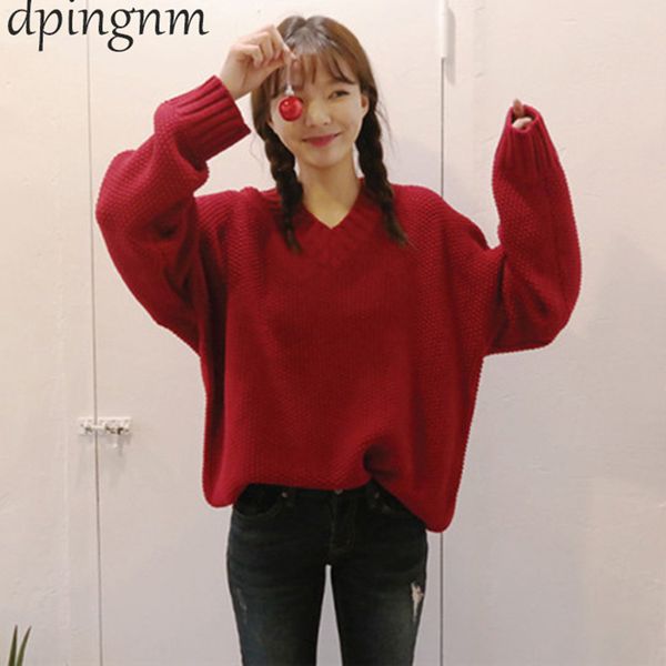 2019 v neck solid women sweaters pullovers loose knitted autumn winter clothing casual pullovers plus size pull, White;black
2019 v neck solid women sweaters pullovers loose knitted autumn winter clothing casual pullovers plus size pull, White;black