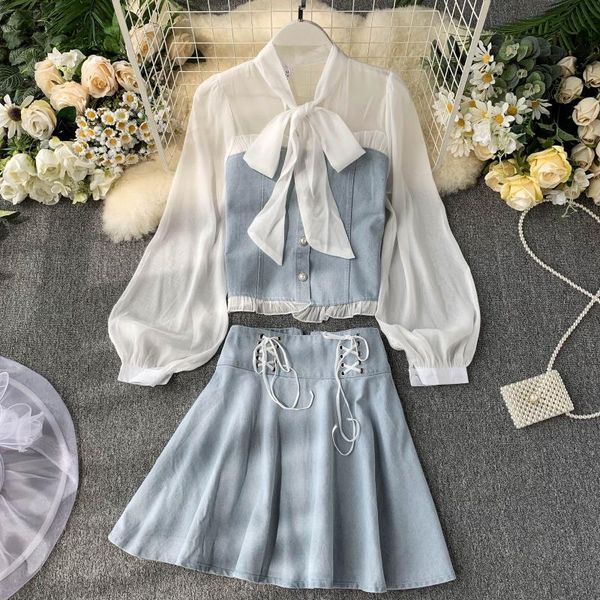 two piece dress chic women's retro bow neck long sleeve elegant shirts+ high waist a-line skirt fashion two-piece sets j699, White
two piece dress chic women's retro bow neck long sleeve elegant shirts+ high waist a-line skirt fashion two-piece sets j699, White