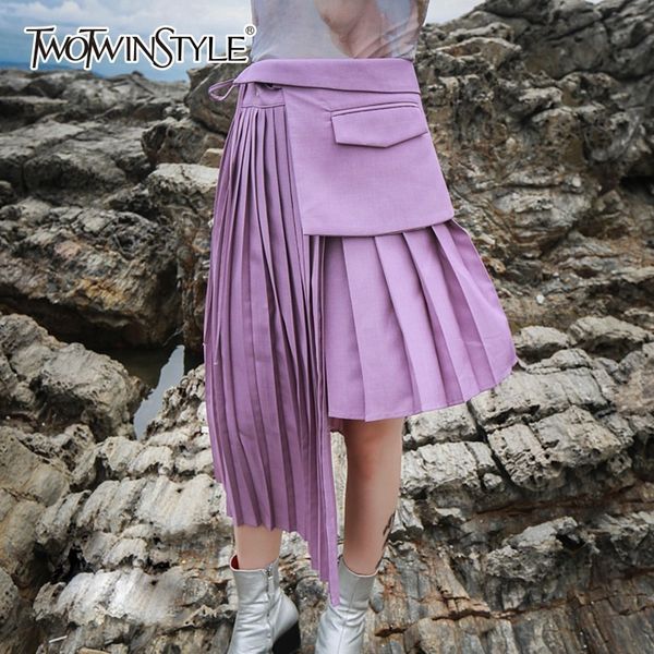 twotwinstyle pleated women skirts irregular patchwork pocket lace up high waist midi skirt female 2020 autumn ol clothes casual, Black
twotwinstyle pleated women skirts irregular patchwork pocket lace up high waist midi skirt female 2020 autumn ol clothes casual, Black