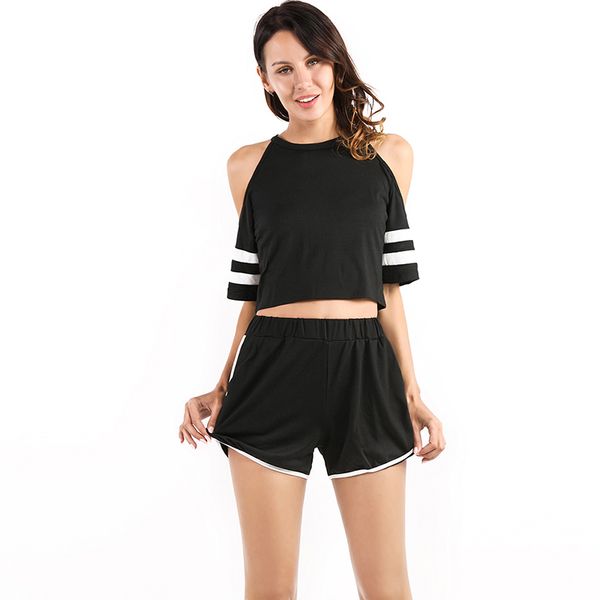 fashion 2 piece set women shorts and summer black and white striped color matching short sleeves women sets
fashion 2 piece set women shorts and summer black and white striped color matching short sleeves women sets