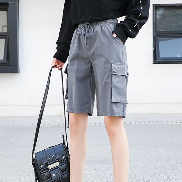 women fashion streetwear cargo pants black knee length elastic waist joggers female loose trousers casual plus size harem pants, Black;white
women fashion streetwear cargo pants black knee length elastic waist joggers female loose trousers casual plus size harem pants, Black;white