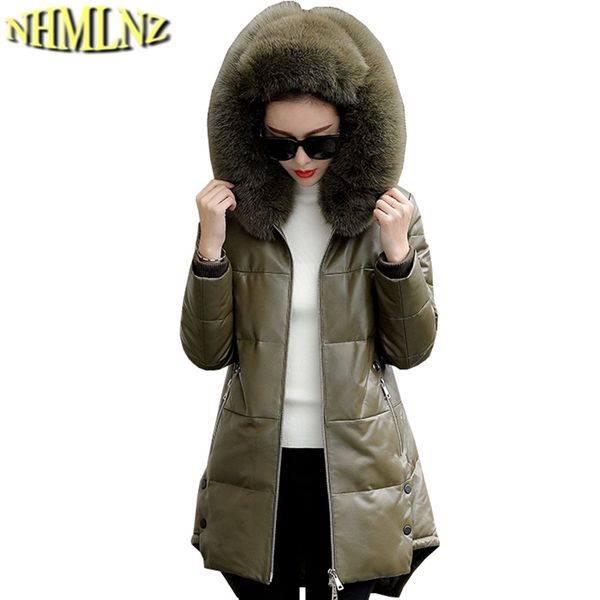 female winter new genuine leather down jacket women hooded warm plus size genuine leather jacket women long tn034, Black
female winter new genuine leather down jacket women hooded warm plus size genuine leather jacket women long tn034, Black
