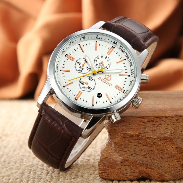 cool dignity military retro design men watch pu leather band three dial women man analog quartz wristwatch, Slivery;brown
cool dignity military retro design men watch pu leather band three dial women man analog quartz wristwatch, Slivery;brown