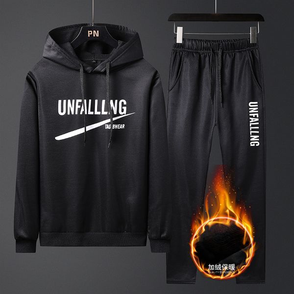 casual sports suit men's autumn and winter new men's korean version of the slim hooded long-sleeved two-piece suit, Black 
casual sports suit men's autumn and winter new men's korean version of the slim hooded long-sleeved two-piece suit, Black