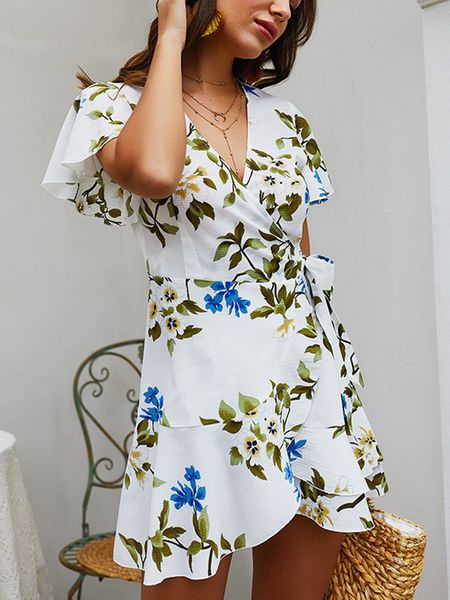summer print dress 2019 women deep v-neck short sleeve dresses bohemian style mini ruffle beach dress, Black;gray
summer print dress 2019 women deep v-neck short sleeve dresses bohemian style mini ruffle beach dress, Black;gray