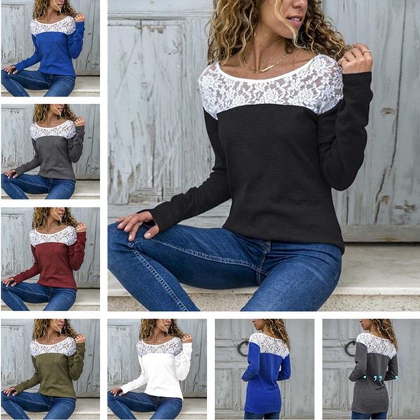 women lace patchwork pullover tee lady hollow t-shirt spring o-neck long sleeve contrast color lace panelled female t-shirt d21704, White
women lace patchwork pullover tee lady hollow t-shirt spring o-neck long sleeve contrast color lace panelled female t-shirt d21704, White