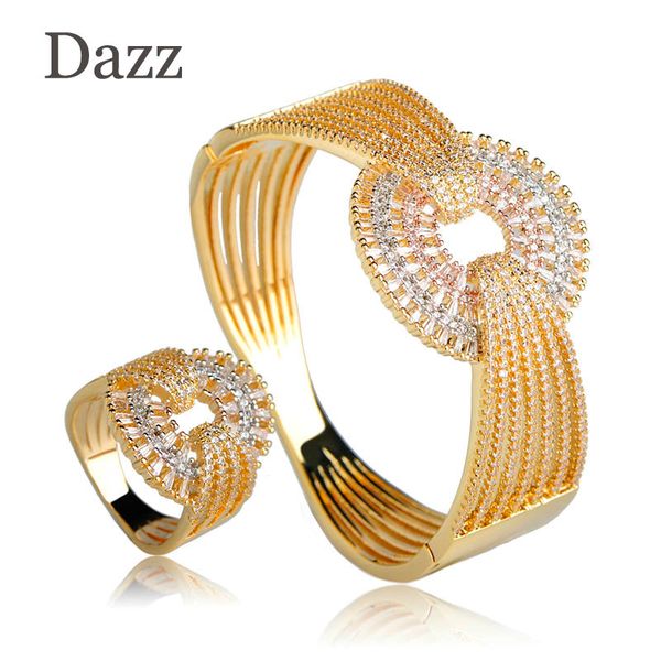 dazz luxury wedding wide bangle ring set three tones color full zircons jewelry sets women lovers party gifts hand accessories, Silver
dazz luxury wedding wide bangle ring set three tones color full zircons jewelry sets women lovers party gifts hand accessories, Silver