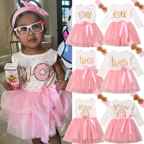 

1st 2nd 3rd third birthday donut polka dot dress girls toddler outfits tutu dresses princess party dress, Red;yellow