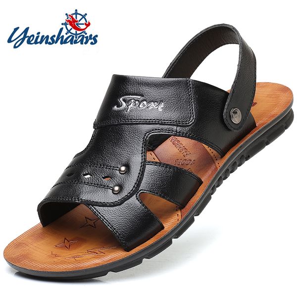 yeinshaars summer large size men genuine leather sandals british fashion casual beach shoes massage non-slip mens slippers flats, Black
yeinshaars summer large size men genuine leather sandals british fashion casual beach shoes massage non-slip mens slippers flats, Black