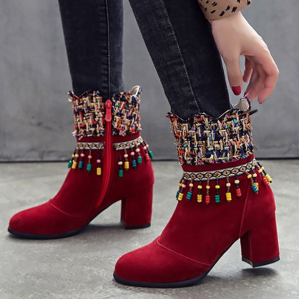 woman boots fringe large size 34-50 fashion ankle boots for women string bead folk-custom zipper female boot, Black
woman boots fringe large size 34-50 fashion ankle boots for women string bead folk-custom zipper female boot, Black