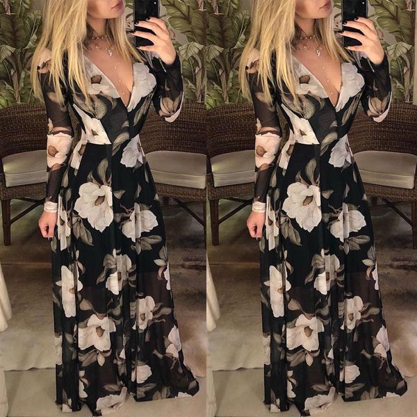 boho summer women chiffon long maxi dress floral print elegant loose long sleeve robe dresses sundress vestidos, Black;gray
boho summer women chiffon long maxi dress floral print elegant loose long sleeve robe dresses sundress vestidos, Black;gray