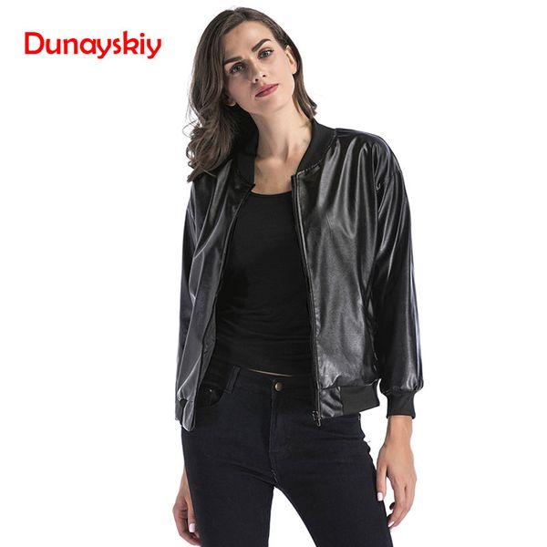 women's pu leather jacket spring 2019 jacket loose stand collar zipper casual faux leather outerwear female jackets, Black;brown
women's pu leather jacket spring 2019 jacket loose stand collar zipper casual faux leather outerwear female jackets, Black;brown