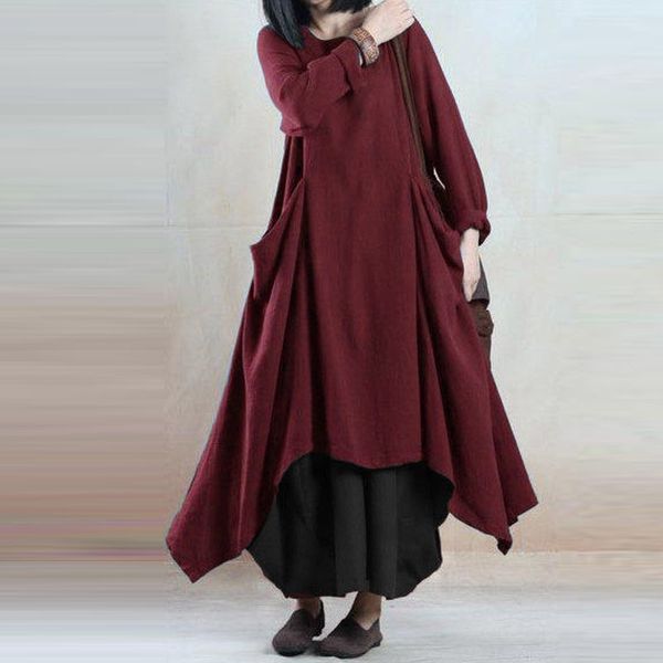 plus size zanzea retro spring women o neck long sleeve pockets cotton linen loose solid pleated irregular dress skater vestido, Black;gray
plus size zanzea retro spring women o neck long sleeve pockets cotton linen loose solid pleated irregular dress skater vestido, Black;gray