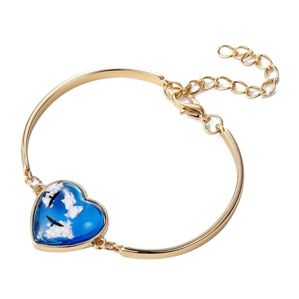 love heart bracelet silver gold charm resin glass animal eagle flying bird bracelet bangle for women jewelry pulseira feminina, Golden;silver 
love heart bracelet silver gold charm resin glass animal eagle flying bird bracelet bangle for women jewelry pulseira feminina, Golden;silver