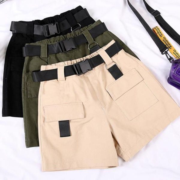 women summer khaki cargo shorts with belt korean streetwear ladies high waist loose shorts joggers female plus pocket bottoms, White;black
women summer khaki cargo shorts with belt korean streetwear ladies high waist loose shorts joggers female plus pocket bottoms, White;black