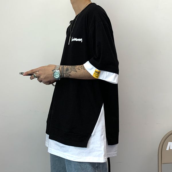 лето тенниска мужская мода solid color casual cotton с короткими рукавами футболки мужчин streetwear сыпучие hip hop поддельный два tshirts, White;black
лето тенниска мужская мода solid color casual cotton с короткими рукавами футболки мужчин streetwear сыпучие hip hop поддельный два tshirts, White;black
