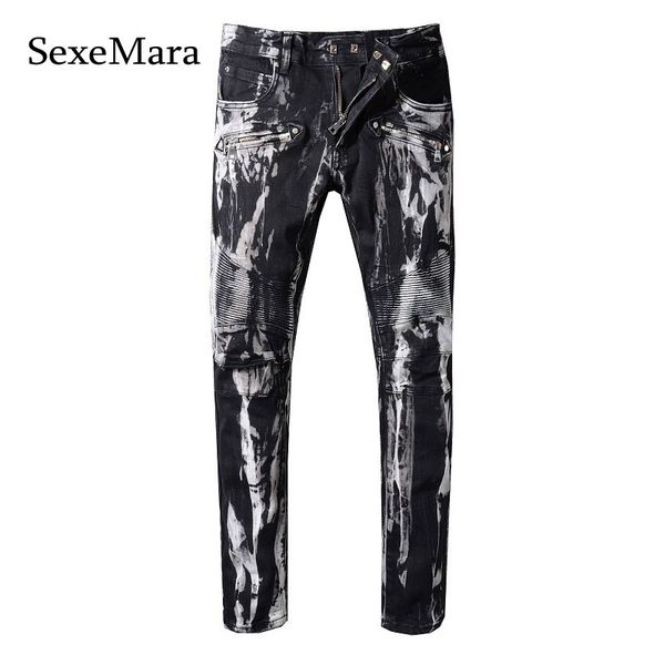 2019 sexemara new style of france men ribbed wash special oiled motorcycle stretch pants biker jeans black thin pants, Blue
2019 sexemara new style of france men ribbed wash special oiled motorcycle stretch pants biker jeans black thin pants, Blue