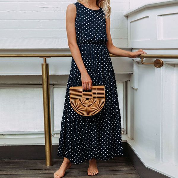 summer dress 2018 beach dress women ladies dot printing round neck sleeveless evening party long vestidos robe #wqy522, Black;gray
summer dress 2018 beach dress women ladies dot printing round neck sleeveless evening party long vestidos robe #wqy522, Black;gray