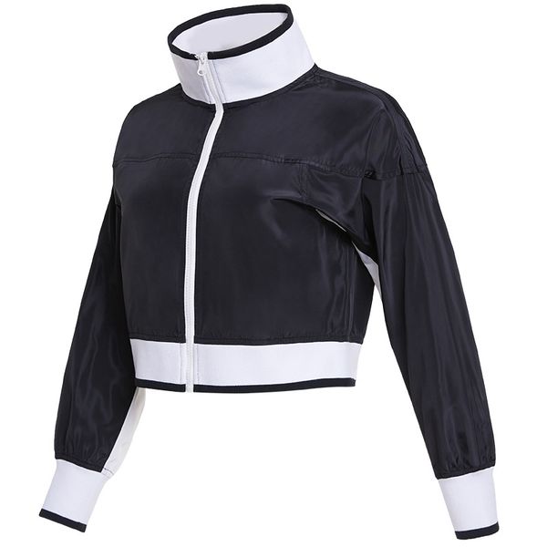 sports running yoga jacket women's spliced color zipper gym sportswear autumn winter workout outwear, Black;red
sports running yoga jacket women's spliced color zipper gym sportswear autumn winter workout outwear, Black;red