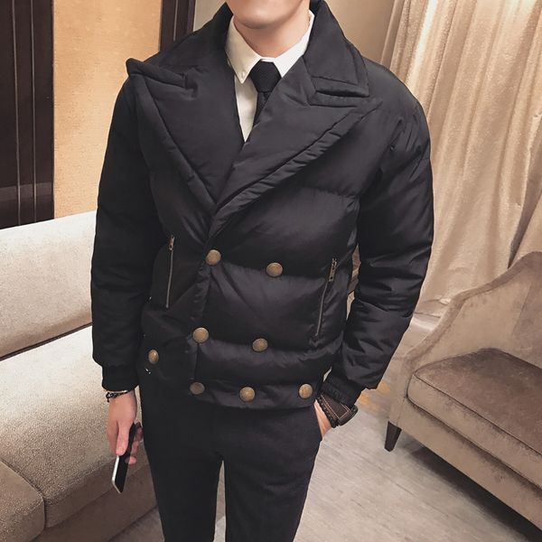 2017 double breasted mens stylish jackets winter parka slim fit big turn down collar winter mens parka coat slim fit men puffer, Black
2017 double breasted mens stylish jackets winter parka slim fit big turn down collar winter mens parka coat slim fit men puffer, Black