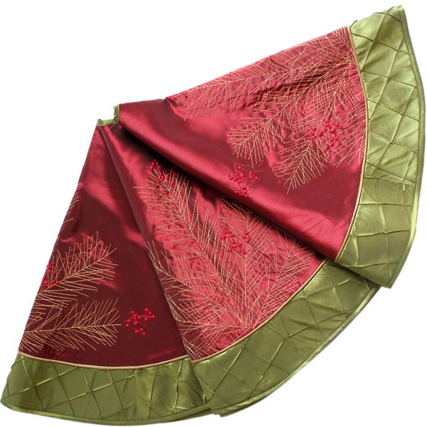 50" christmas decoration berry embroidered deluxe christmas tree skirt patchwork green pintuck border burgundy p2798
50" christmas decoration berry embroidered deluxe christmas tree skirt patchwork green pintuck border burgundy p2798