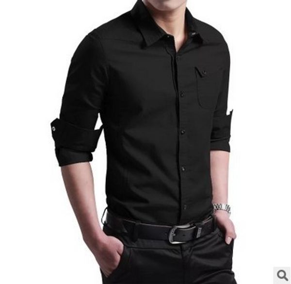 men's 2019 turndown collar business shirt long sleeve dress hommes size to 4xl pocket decoration solid shirt male, White;black
men's 2019 turndown collar business shirt long sleeve dress hommes size to 4xl pocket decoration solid shirt male, White;black