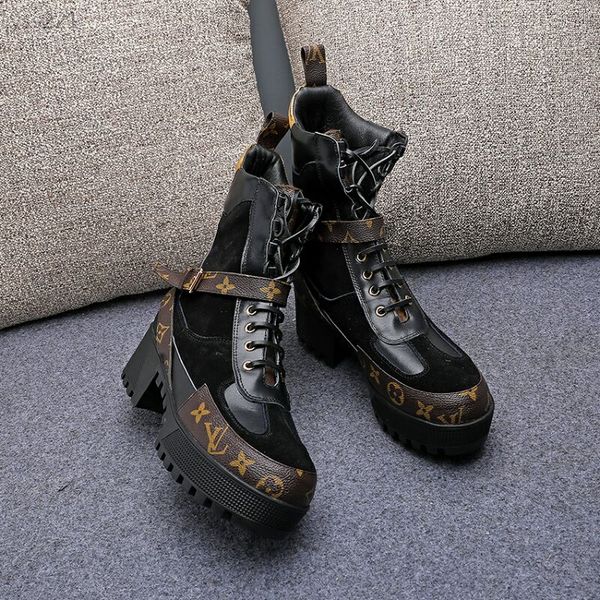 new color matching lace-up martin boots 2019 thick bottom waterproof heel women's boots high heel women's short boots single boot, Black
new color matching lace-up martin boots 2019 thick bottom waterproof heel women's boots high heel women's short boots single boot, Black