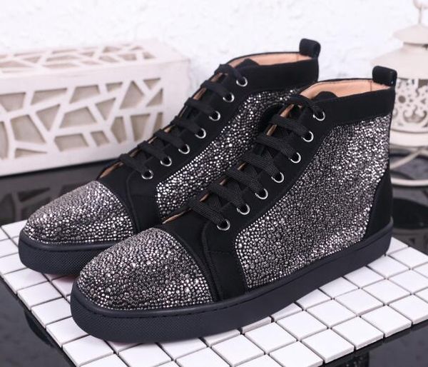 22019 new red bottom luxury designer brand studded spikes flats casual shoes shoes for men and women party lovers genuine leather sneakers, Black 
22019 new red bottom luxury designer brand studded spikes flats casual shoes shoes for men and women party lovers genuine leather sneakers, Black