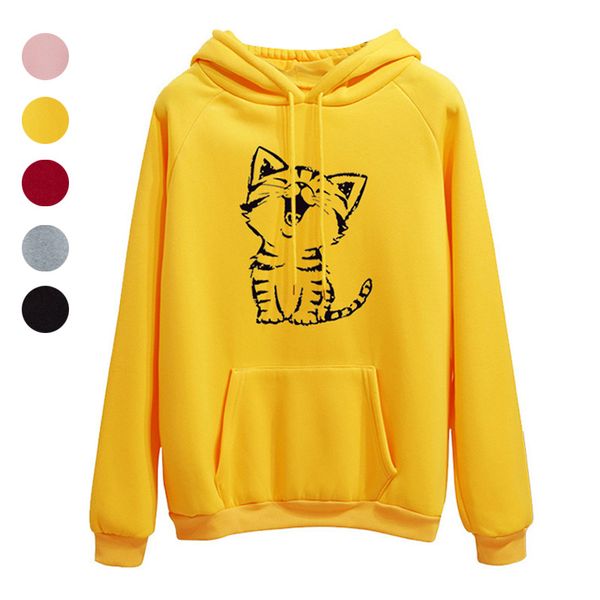 women autumn long sleeve pullover hoodie cute cat printed loose fit sweatshirt gdd99, Black
women autumn long sleeve pullover hoodie cute cat printed loose fit sweatshirt gdd99, Black
