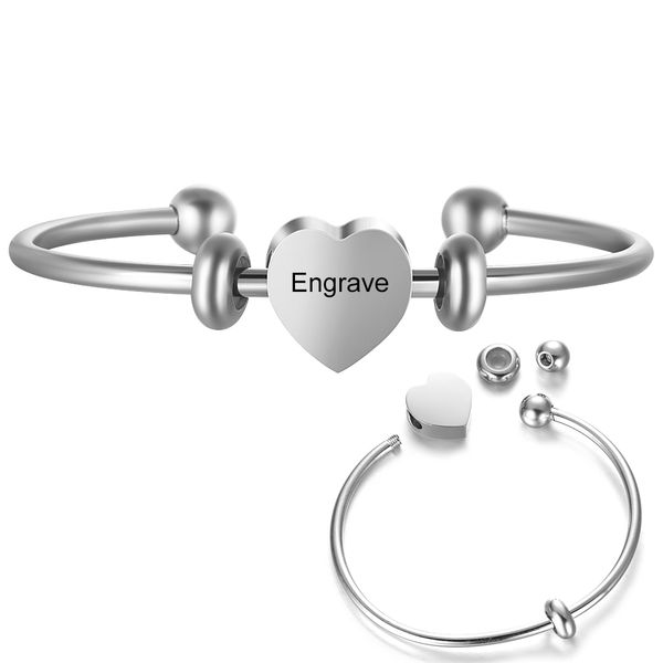 stainless steel bangle custom engraved name p heart pendant with removable beads charm diy women jewelry sl-115, Black
stainless steel bangle custom engraved name p heart pendant with removable beads charm diy women jewelry sl-115, Black