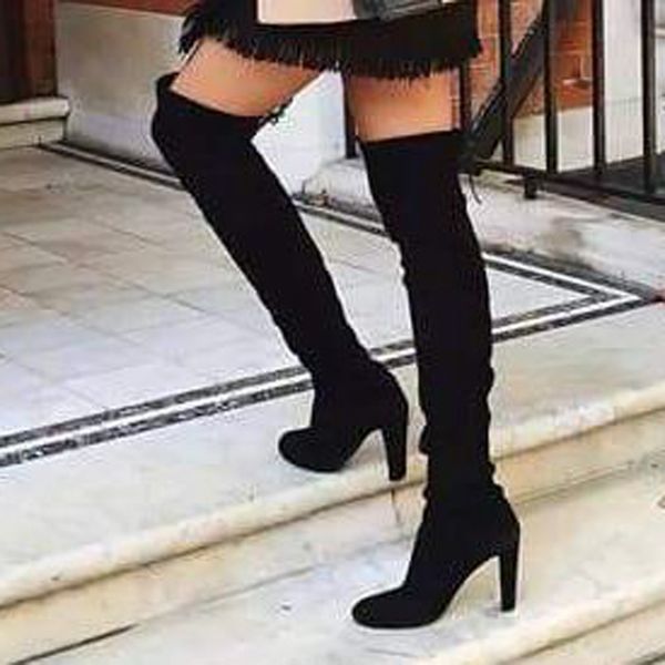 women's over-knee boots lace up elastic boots fashion warm autumn and winter new pointed toe block heel, Black
women's over-knee boots lace up elastic boots fashion warm autumn and winter new pointed toe block heel, Black