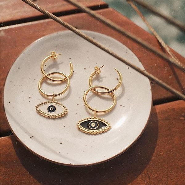 vintage evil eye big earrings for women double circle gold statement dangle earrings black enamel earings fashion jewelry, Silver
vintage evil eye big earrings for women double circle gold statement dangle earrings black enamel earings fashion jewelry, Silver