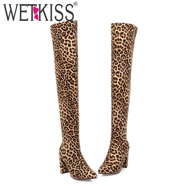 wetkiss stretch leopard boots women over the knee boot female high heels shoes ladies pointed toe party shoes big size 48, Black
wetkiss stretch leopard boots women over the knee boot female high heels shoes ladies pointed toe party shoes big size 48, Black