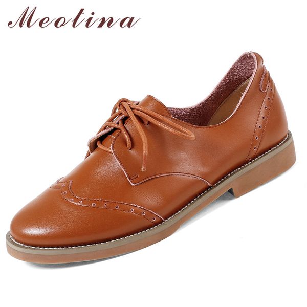 meotina women flats brogue shoes natural genuine leather flat derby shoes cow leather lace up round toe lady autumn 34-39, Black
meotina women flats brogue shoes natural genuine leather flat derby shoes cow leather lace up round toe lady autumn 34-39, Black