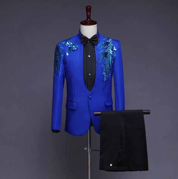 diamond feather flower blazer men suit set with pants mens wedding suits costume singer stage blue clothing formal dress, White;black
diamond feather flower blazer men suit set with pants mens wedding suits costume singer stage blue clothing formal dress, White;black