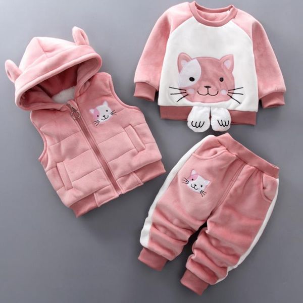 baby boys girls warm set winter cartoon cat kids thickening hooded vest+sweater+pant three-piece sport suits children clothing t200117, White
baby boys girls warm set winter cartoon cat kids thickening hooded vest+sweater+pant three-piece sport suits children clothing t200117, White