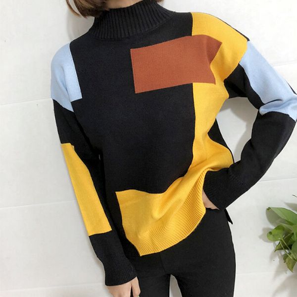 new autumn winter sweater contrast color pullover jumper 2017 long sleeve half turtleneck knitted woman pull femme, White;black
new autumn winter sweater contrast color pullover jumper 2017 long sleeve half turtleneck knitted woman pull femme, White;black