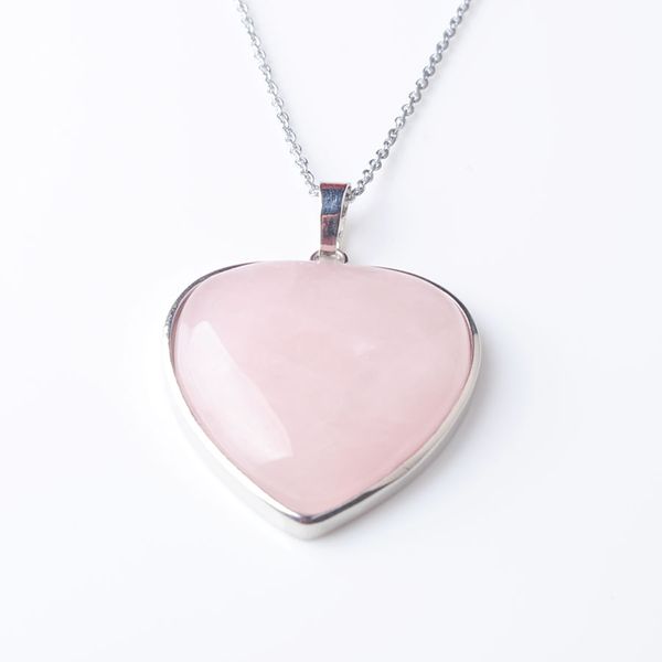 wojiaer simple heart design natural jewelry rose quartz gem stone pendant necklace female valentine's day gift dn3208, Silver
wojiaer simple heart design natural jewelry rose quartz gem stone pendant necklace female valentine's day gift dn3208, Silver