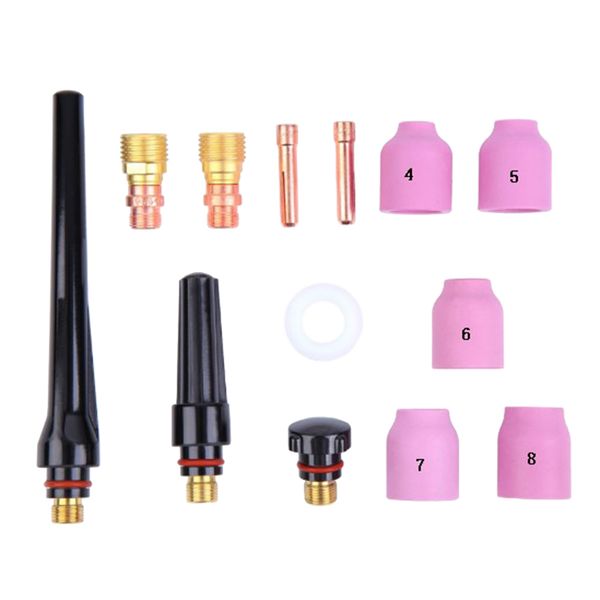 13x tig welding torch accessories kit collets body alumina nozzle back cup kit for tig wp-17/18/26 series
13x tig welding torch accessories kit collets body alumina nozzle back cup kit for tig wp-17/18/26 series