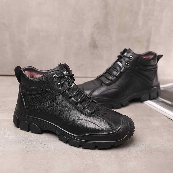 men boots super warm genuine leather winter snow boots men winter fur ankle for shoes zapatos hombre a4, Black
men boots super warm genuine leather winter snow boots men winter fur ankle for shoes zapatos hombre a4, Black