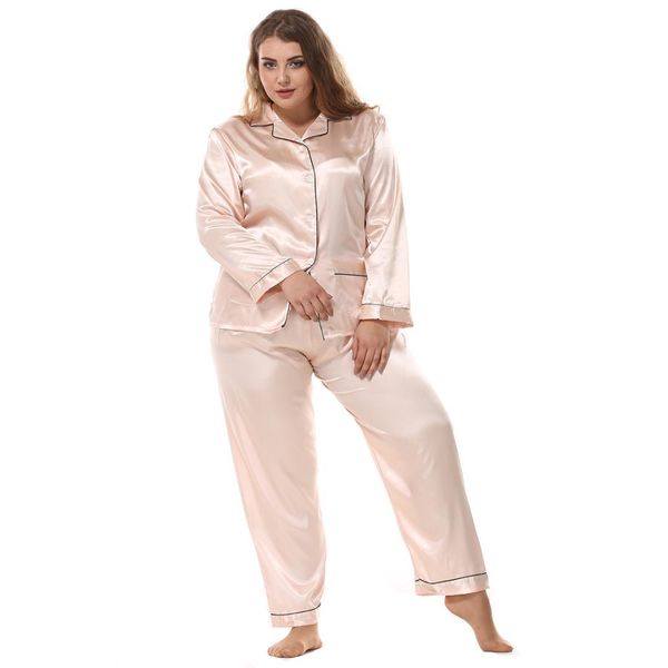 plus size l-3xl spring autumn women pajama pijama set satin 2pcs sleepwear long sleeve home clothes casual nightwear suit, Blue;gray
plus size l-3xl spring autumn women pajama pijama set satin 2pcs sleepwear long sleeve home clothes casual nightwear suit, Blue;gray
