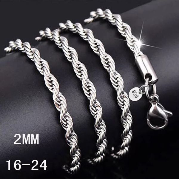2mm 925 sterling silver necklace chains 16-30 inch fashion rope chain necklace jewelry for women
2mm 925 sterling silver necklace chains 16-30 inch fashion rope chain necklace jewelry for women