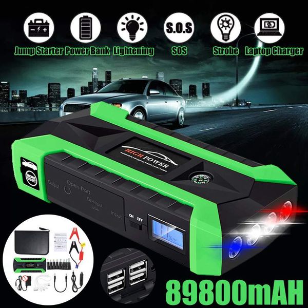 multifunction jump starter 89800mah 12v 4 usb 600a portable power bank car battery charger starting device
multifunction jump starter 89800mah 12v 4 usb 600a portable power bank car battery charger starting device