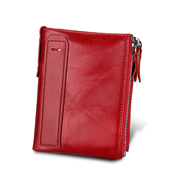 new vintage genuine leather women wallets female bifold women's wallet double zipper design with coin purse pockets y190701, Red;black
new vintage genuine leather women wallets female bifold women's wallet double zipper design with coin purse pockets y190701, Red;black
