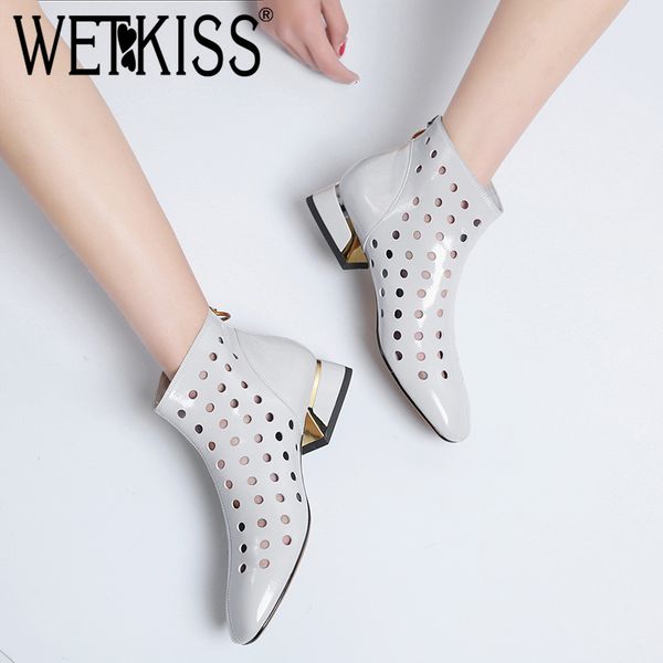 wetkiss ankle boots zipper footwear metal decoration fashion ladies high neck square toe genuine leather summer shoes, Black
wetkiss ankle boots zipper footwear metal decoration fashion ladies high neck square toe genuine leather summer shoes, Black